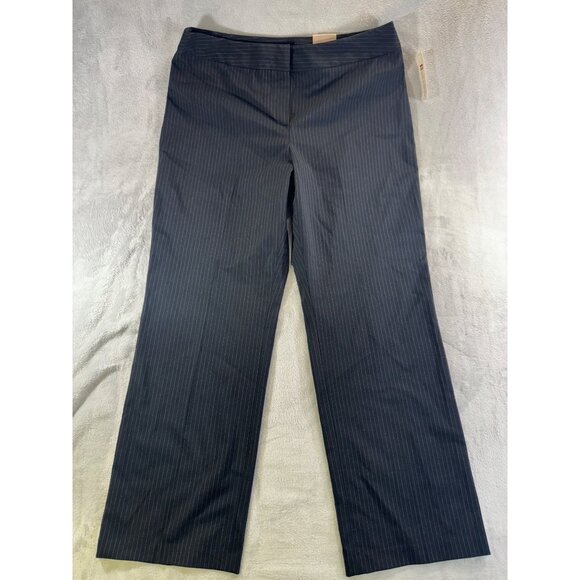 Classic Croft & Barrow Womens Pinstripe Trousers Size 18 Black Polyester Rayon - Picture 1 of 10